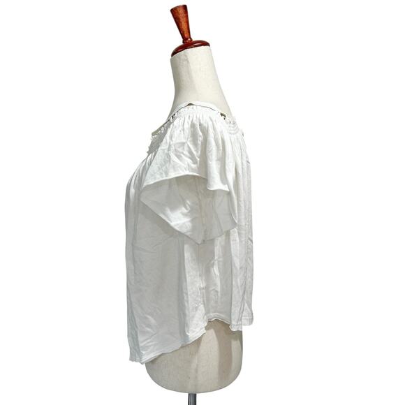 We the Free People‎ Small Women's Cream Boho Babydoll Off Shoulder Top Shirt (5) - Picture 6 of 10
